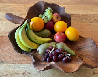 Rustic Wooden Bowl for Fruit, Platter Tray Dish Kitchen Dining Centrepiece