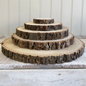 Wooden Log Slice Rustic Cakestand Centrepiece Charger Plate