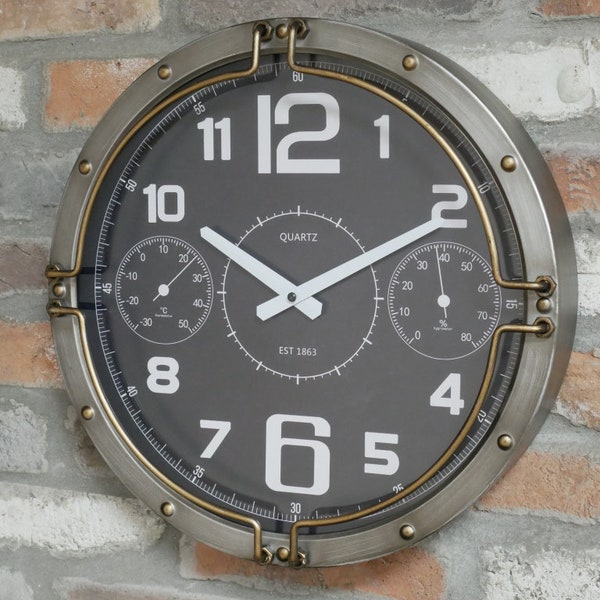 Grande horloge murale industrielle rétro en métal vieilli vintage Factory 41 cm industrielle