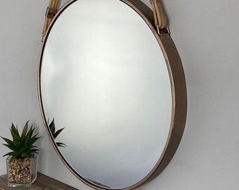 Mink Mirror Round Frame Rope Bathroom Glass Wall Mounted Vanity Metal 48cm