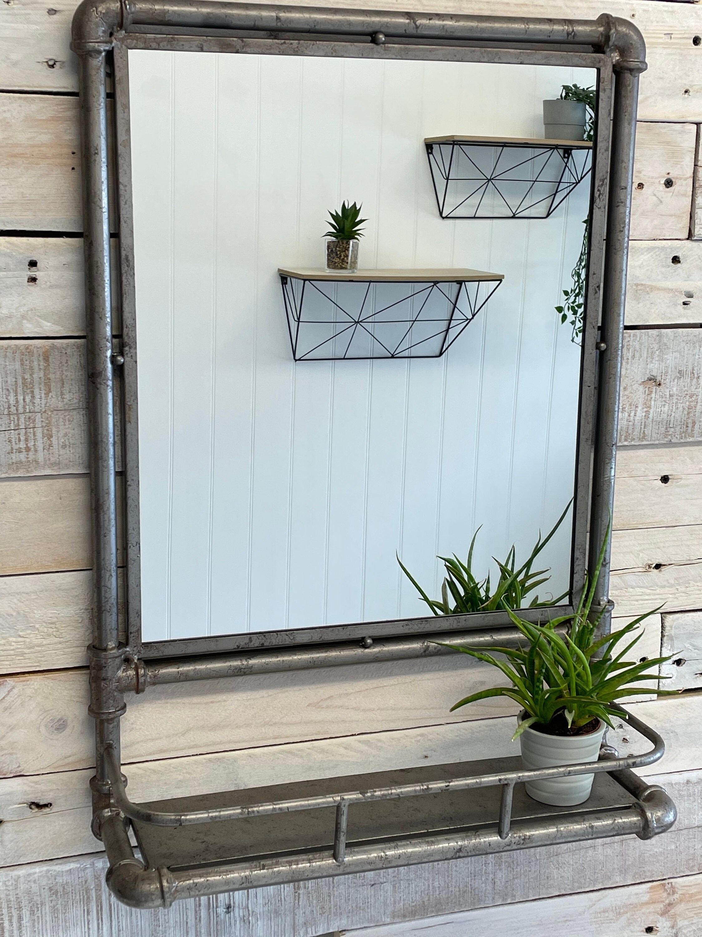 Industrial Pipe Mirror With Shelf Etsy