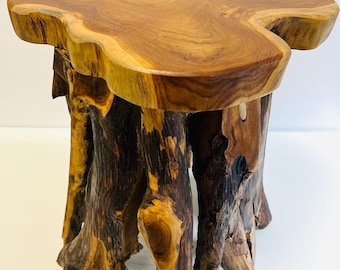 Wooden Coffee Table Teak Mushroom Round Side End Lamp Table Home Furniture Driftwood Coffee Table 45cm