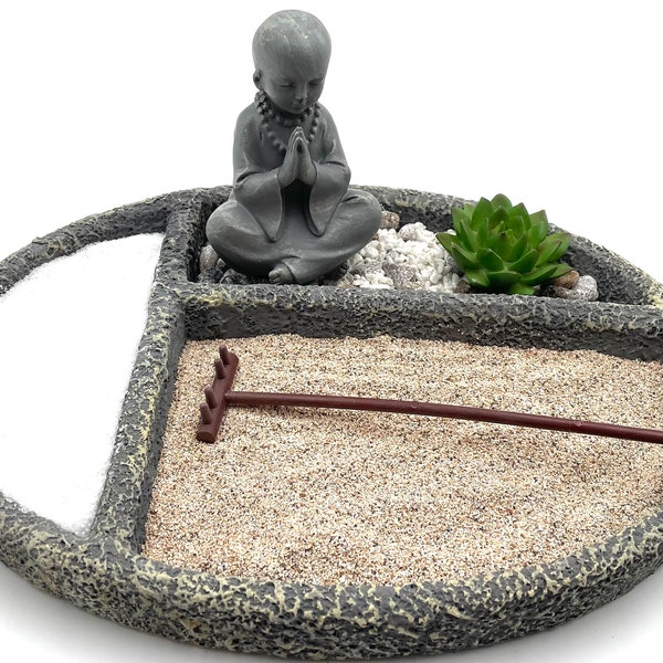 Mini Zen Garden Kit met minitool | Compleet met gekleurd zand en ministenen...