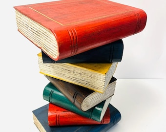 Coffee Table Books Colour Stack Solid Wood Side End Lamp Stand Library Furniture