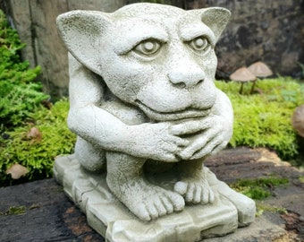 Big Ears Gargoyle Heavy Stone Concrete Statue Small 18cm Garden Grumpy Devil, Gift