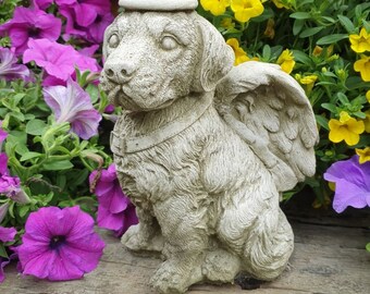 Dog Garden Memorial Statue | Stone Angel Dog, 21cm 3kg | Decorative Outdoor Statue