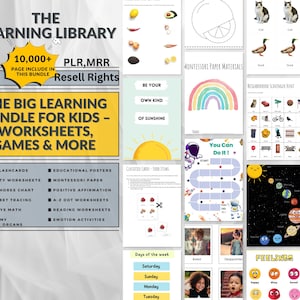 learning Bundle,Educational worksheet and activities for children, Classroom Activities,PLR MRR Master Resell Rights, Coloring Work Sheets