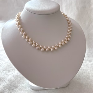 6 MM Süßwasserperlenkette, Kordelform Perlenkette, vergoldet, OT Button, handgefertigt