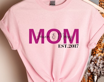 Mom Est Kids Names Shirt,  Custom Mother's Day Shirt, Mom Mimi Gigi Aunt Shirt , Custom Mother's Day Sweatshirt, Mother's Day Gift