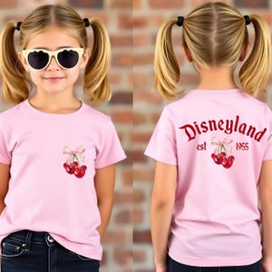 Cherry Mickey T-Shirt, Disney Girls Shirt, Disney Coquette Tee,  Disneyland Trip Shirt, Mickey Shirt, Two-sided Disney Shirt, Womens Disney