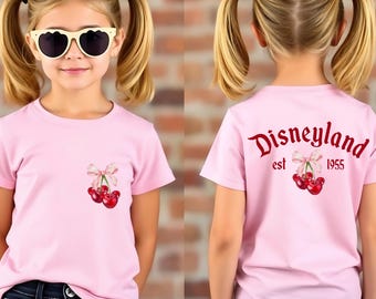 Cherry Mickey T-Shirt, Disney Girls Shirt, Disney Coquette Tee,  Disneyland Trip Shirt, Mickey Shirt, Two-sided Disney Shirt, Womens Disney