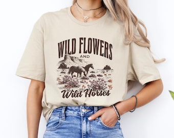 Wild Flowers Wild Horses Shirt, Retro Western Shirt, Country Girl Shirt, Country Concert Shirt, Western Shirt, Cowgirl Shirt