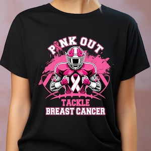 Pink Out Tackle Breast Cancer Awareness Football Shirt, Tackle Breast Cancer Tshirt, Game Day Breast Cancer Support Shirt, Pink Out Tee
