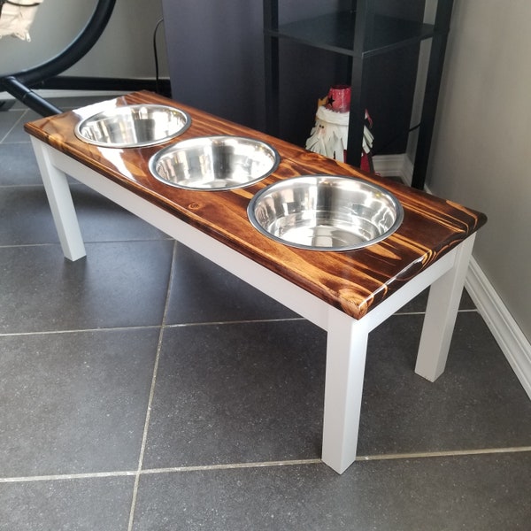 Large and Medium 3 Bowls-Farmhouse Dog Feeder-Elevated Dog Bowl-Birthday-Dog Bowl Stand-Raised Dog Bowl-Personalized Dog Bowl-Dog Dish.