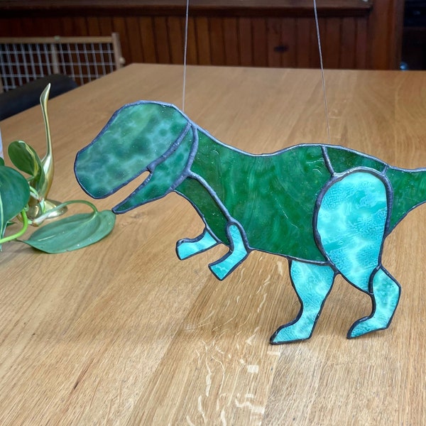 T Rex Stained Glass Etsy