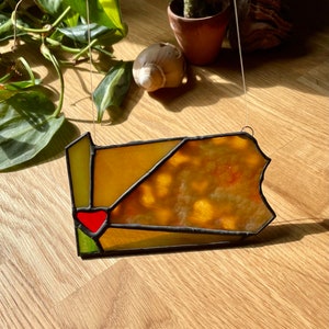 Handmade Stained Glass Pittsburgh Heart Suncatcher: Pennsylvania Ornament