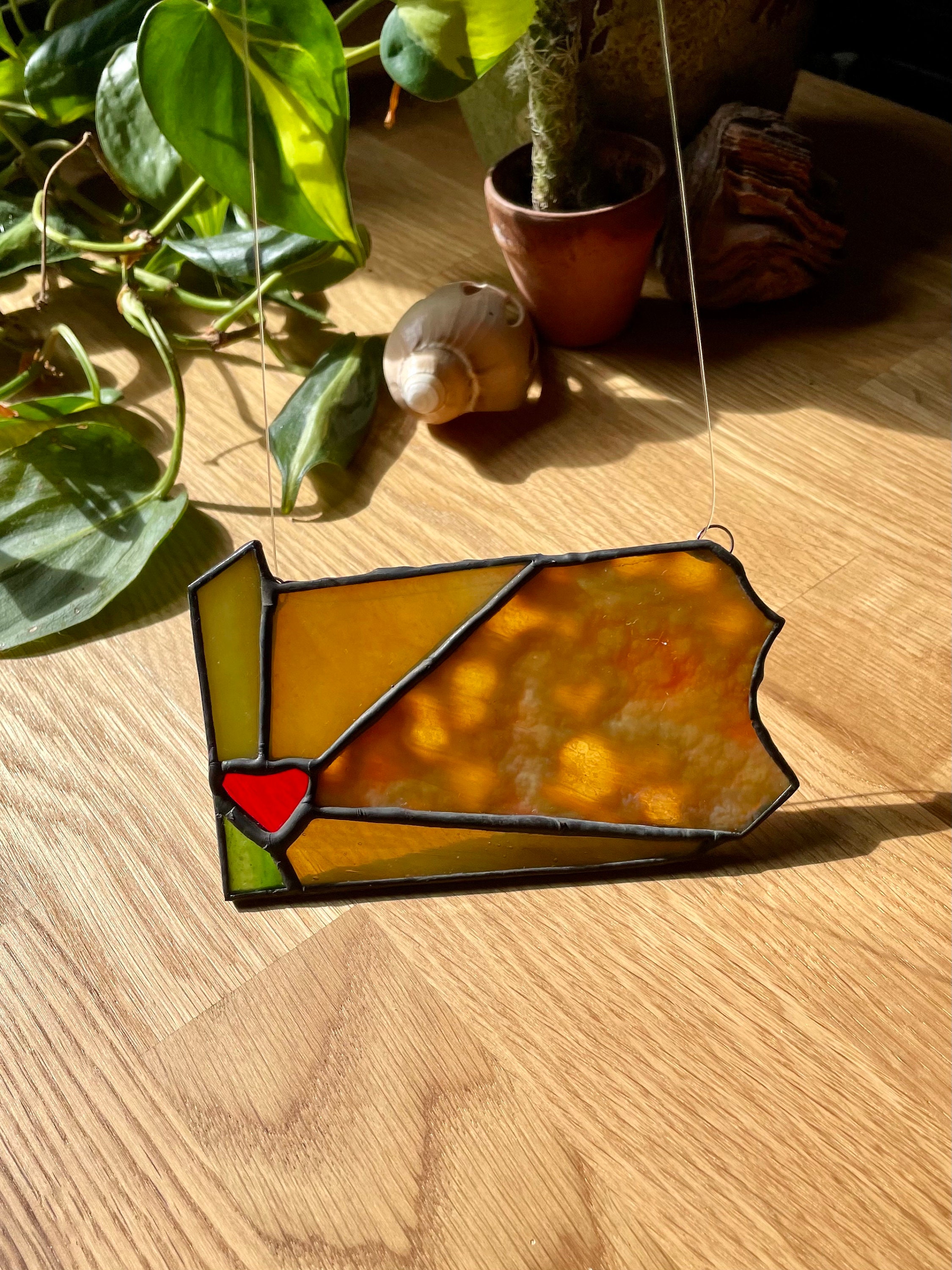 Handmade Stained Glass Pittsburgh Heart Suncatcher: Pennsylvania Ornament