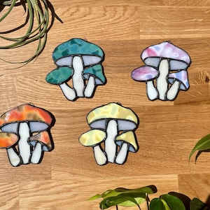 Stained Glass Mushroom Suncatcher: Kitchen Window Decor, Foraging Gift