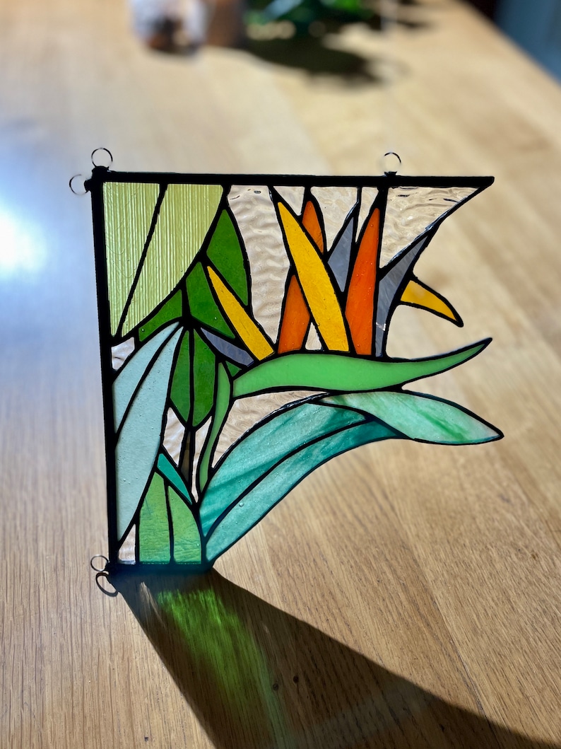 Bird of Paradise Stained Glass Suncatcher: Houseplant Window Decor - Etsy