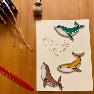 Handmade Stained Glass Whale Orca Instant PDF Digital PATTERN for Download Great for Ornaments or Suncatcher -  for Beginners