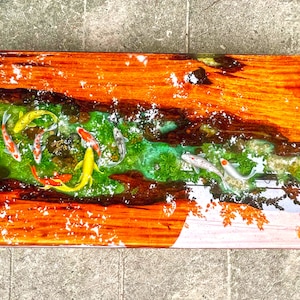 Koi Fish Resin Coffee Table | Handmade Resin Table | Resin Dining Table | Koi Fish Resin Dining Table | Unique Resin Table | Koi Resin Table