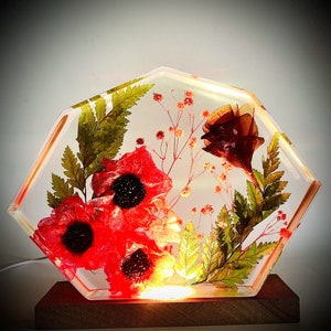 Wedding Flower,Flower Preservation , Epoxy lamp with flower, Epoxy lamp, Resin Lamp,Night light, Gift for Mother, Gift for girl friend