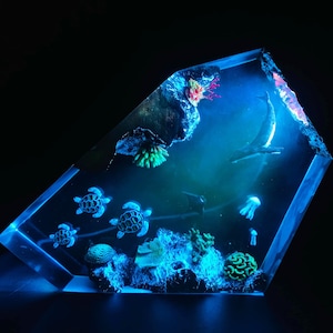 Ocean resin lamp, Resin lamp, Handmade epoxy lamp, Night lamp, Decor lamp. Gift for boyfriend, Gift for birthday, Unique gift