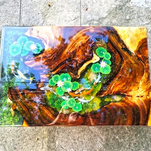 Koi Fish Resin Epoxy Coffee Table | Rectangle Resin Epoxy Coffee Table | Koi Fish Wood Resin Coffee Table | Unique Resin Epoxy Table