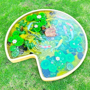 Koi Fish Resin Epoxy Coffee Table | Rectangle Resin Epoxy Coffee Table | Koi Fish Wood Resin Coffee Table | Unique Resin Epoxy Table