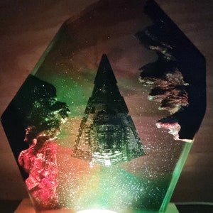 Resin and Wood Space Galaxy Lamp, Space Night Lights, Resin Lamp, Spacecraft Epoxy Night Lamp, Interstella resin lamp