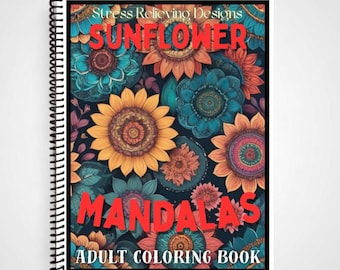 Mandalas - Libro para colorear para adultos en espiral - 50 páginas / Papel grueso para artistas / Alivio del estrés y atención plena / Cromoterapia / Regalo para adultos