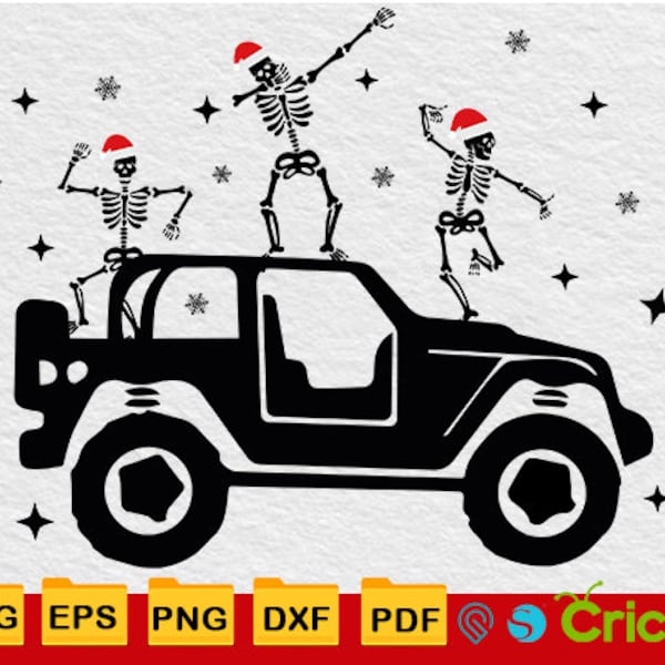 Skeleton Dancing Offroad Svg, 4x4 Funny Christmas Skeleton Svg Files for Cricut, Skeleton Svg, Cut Files, Cricut, Instant Download