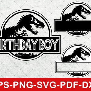 Dinosaure anniversaire garçon Svg, film anniversaire fête Svg, Tshirt Svg, carte Svg, Dino Svg, téléchargement immédiat Eps, Svg, Png, Dxf, Pdf