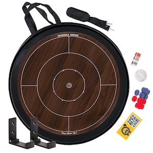 Crokinole Board Game - Tournament Board, 26 Discs, Carrom Powder - Strategic Board Game for Friends and Family + Optional Bag & Wall mount
