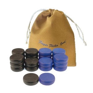 Crokinole Discs - 13 Black and 13 Blue - Tournament Size 1-1/4&quot; - 24 Needed + 2 Spare Discs - Bag Included - Carrom Alternative