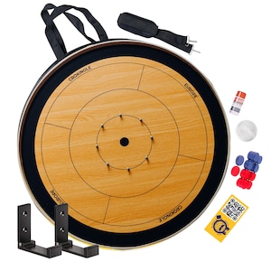Crokinole Board Game - Tournament Board, 26 Discs, Carrom Powder - Strategic Board Game for Friends and Family + Optional Bag & Wall mount