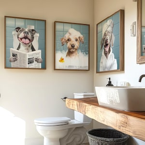 Dog portrait,pet portrait,bathroom poster,animal In bathtub,kids bathroom art,custom dog gift,personalized dog art,dog in bathtub print,dog mom gift,custom pet portrait,Custom pet print,funny pet portrait,dog in bathrobe