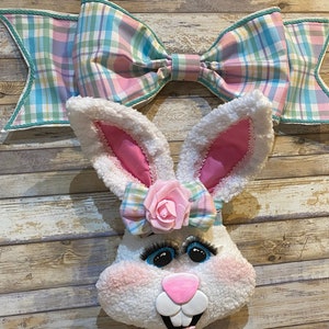 Honey bunny, Easter bunny, wreath attachment, swag attachment, spring wreath, door decor, wall decor.