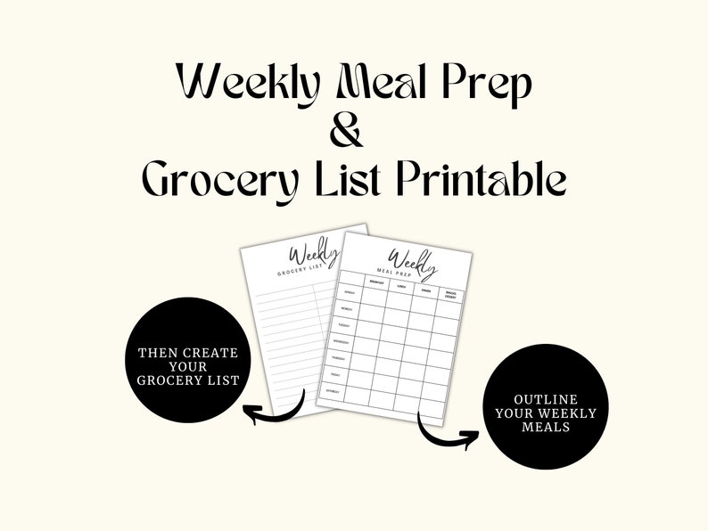 Weekly Meal Prep & Grocery List Printable Meal Prep Planner Meal Prep