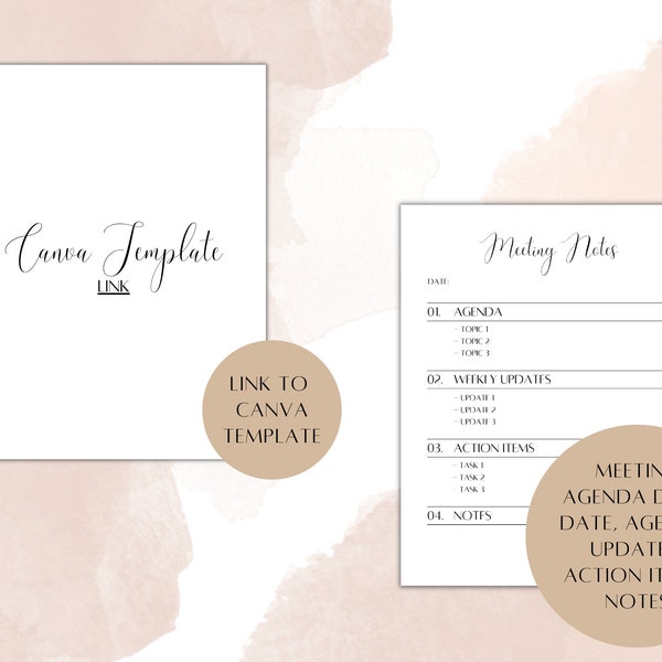 Meeting Agenda, Canva Template / Printable |  Meeting Minutes & Notes