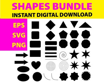 Geometric Shapes SVG Bundle, Shapes Cut Files, Shapes Outline SVG, Vector Files, Shapes Clip Art, Shapes Png for Cricut Silhouette