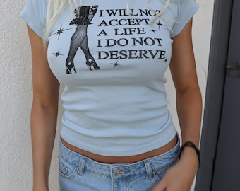 Maxine 80s Horror Movie Baby Tee Crop Top Graphic Print Movie Lover Horror Fan Pearl Trendy