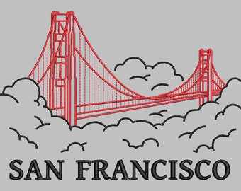 San Francisco Golden Gate Bridge Embroidery Design File