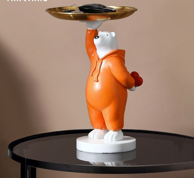 statue Ours Polaire , Sculpture d'animaux , Rangement Des Clés