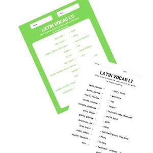 Challenge A B- Latin Matching Worksheets