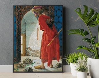 The Tortoise Trainer| Osman Hamdi Bey| Turkish Ottoman Wall Art Prints| Oriental Wall Art Decor| Vintage Art Prints|Famous Turkish Paintings