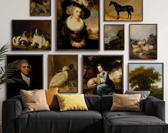English Cottage Gallery Wall Set of 10 of Prints, English Manor Print Set, English Countryside Wall Art, Farmhouse Wall Decor, Moody Postes