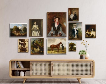 English Cottage Gallery muur set van 10 prints humeurige poster set Engels platteland print digitaal Engels landhuis print eclectische kunst aan de muur