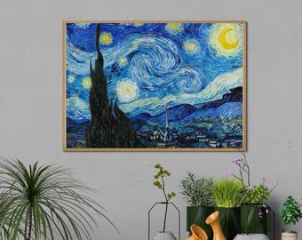 The Starry Night Print| Vincent Van Gogh Art Print Poster| Famous Paintings| Vintage Fine Art Prints| PRINTABLE Wall Art| Impressionist Art