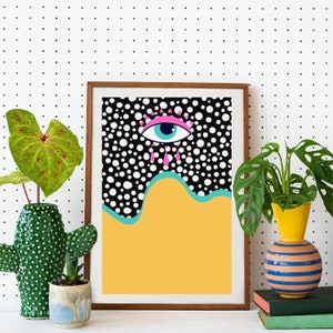 Funky Evil Eye Poster, Maximalist Wall Art, Colorful Retro Poster, Abstract Funky Art Print, Trendy Wall Art,Vibrant Colors,DIGITAL DOWNLOAD